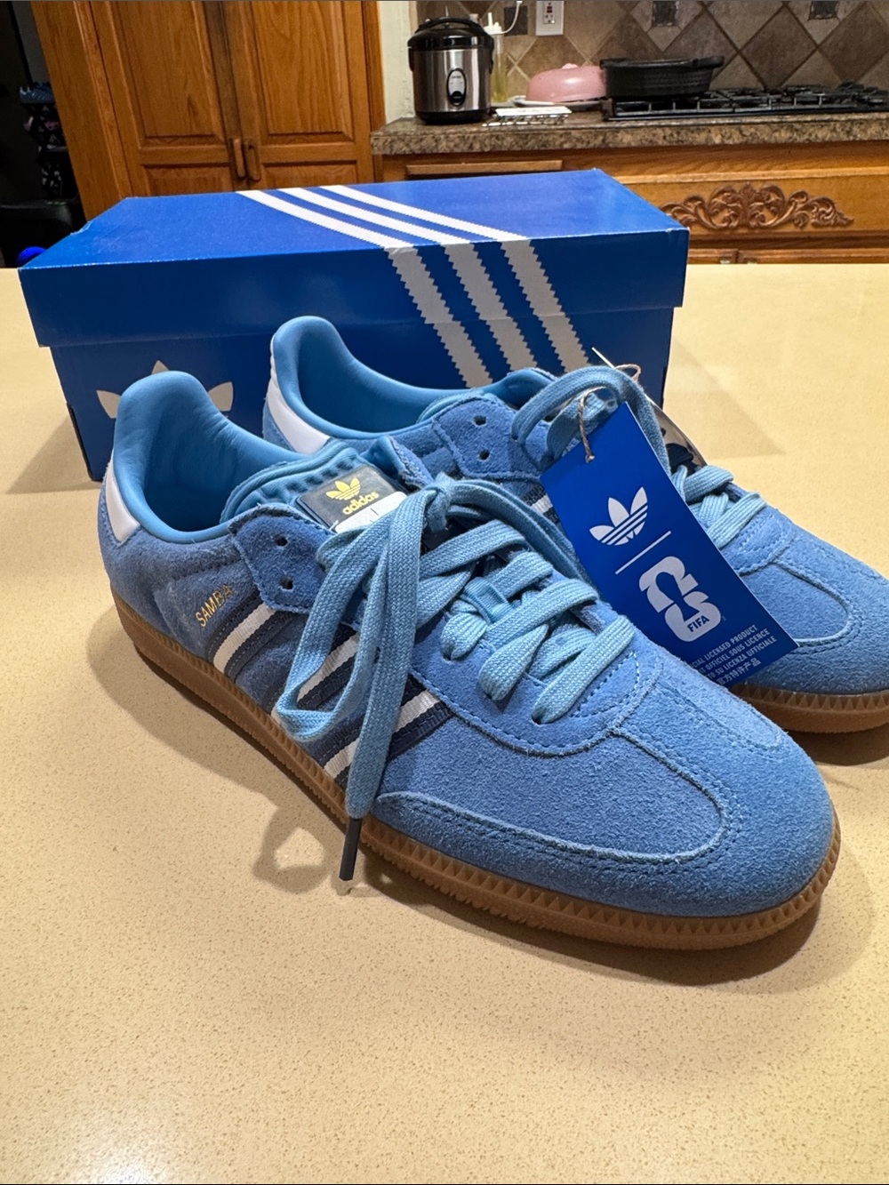 adidas Samba OG Men’s Sneakers — Light Blue Suede with White Stripes